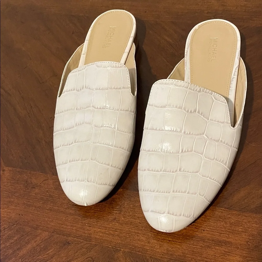 Michael Kors Cream Croc-Patterned Mules